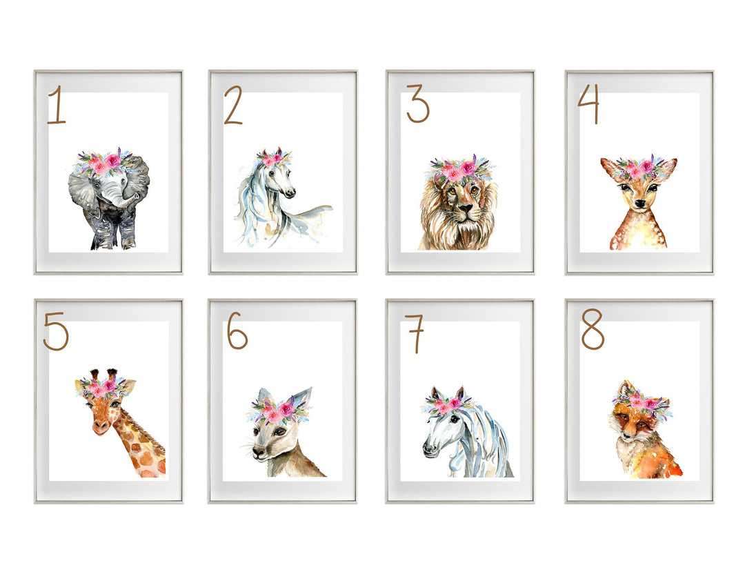Flower Crown Animals Art Prints_setof6_overview_ink&ivy