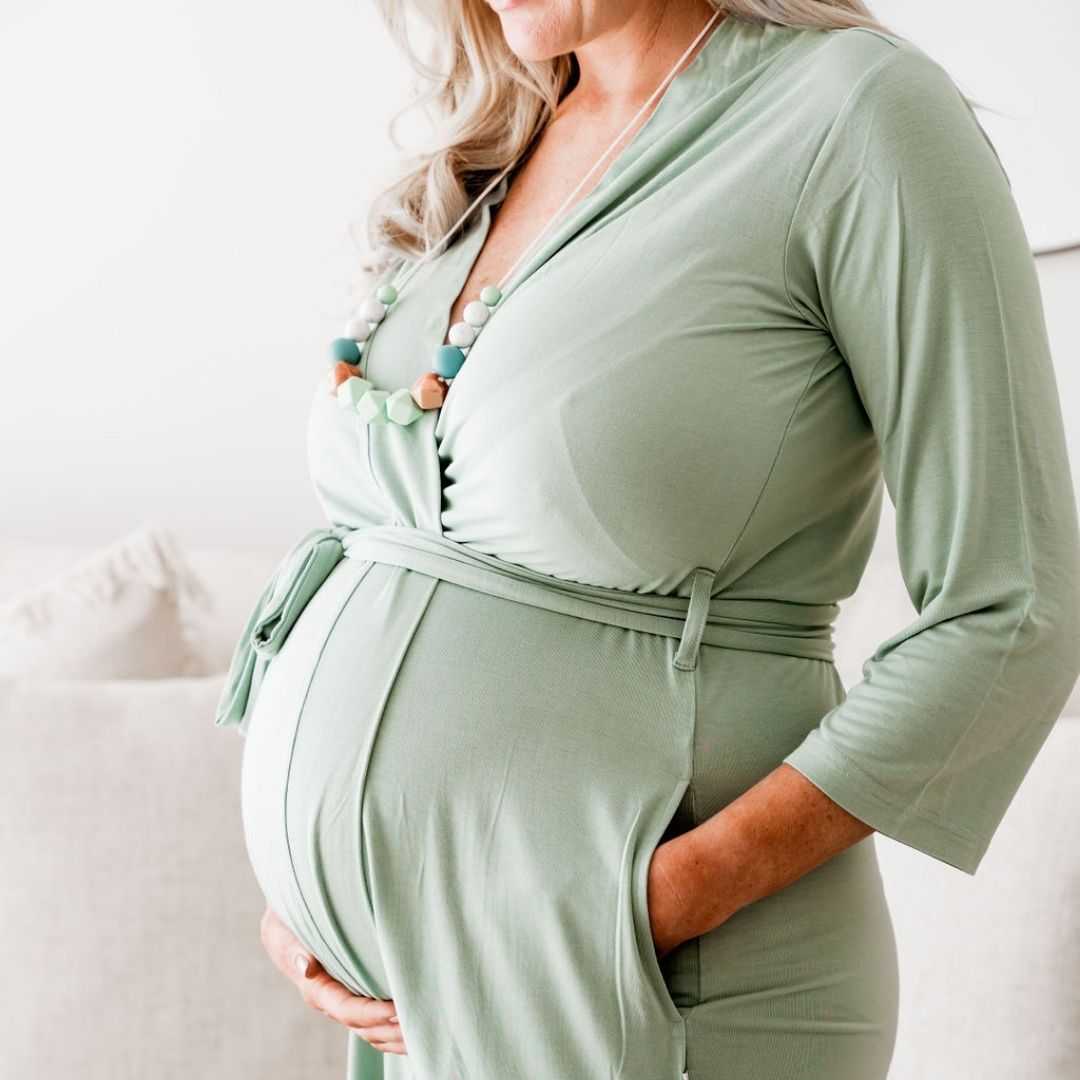 Bamboo Jersey Robe_Balmy Sage_Maternity_Marli & Me_2