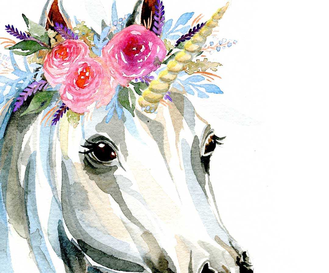 Unicorn Girl's Bedroom Art Print_white_ink&ivy_2