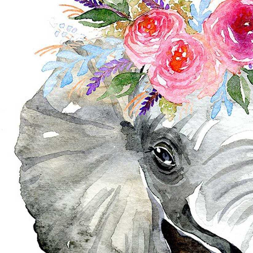 flower crown animals_elephant_ink & ivy