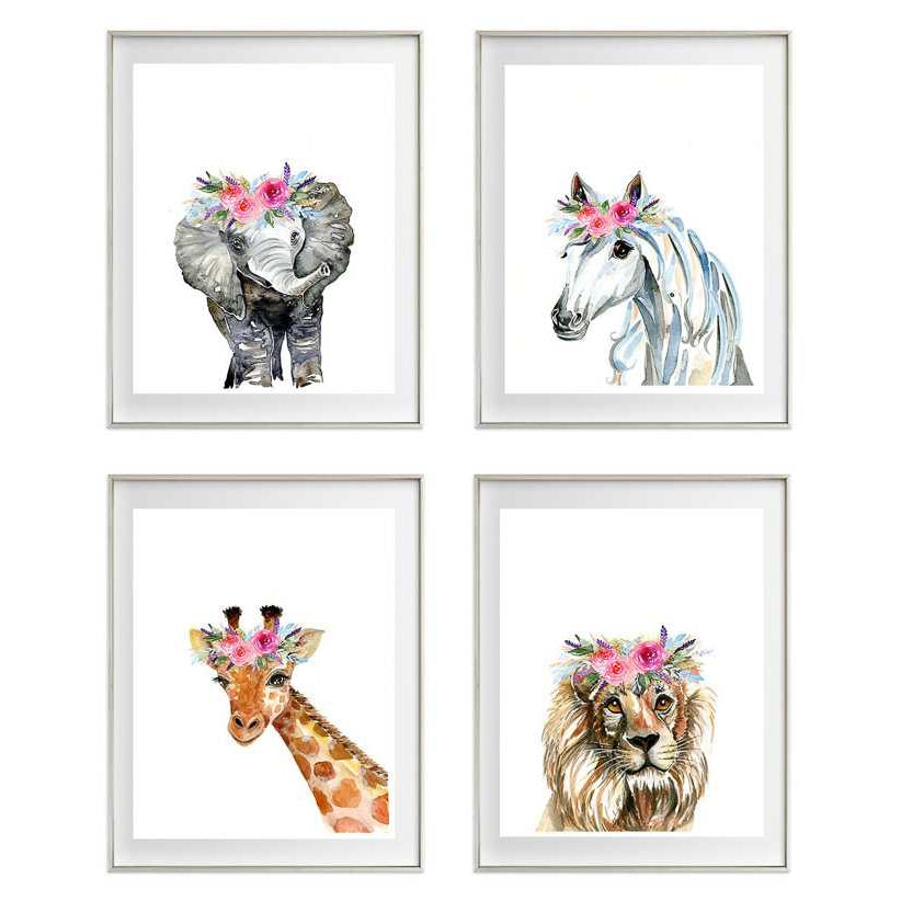 flower crown animals_set of 4_ink & ivy