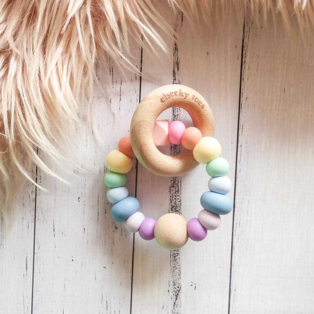 Cheeky Rattle teething toy_certified_Pastel Rainbow
