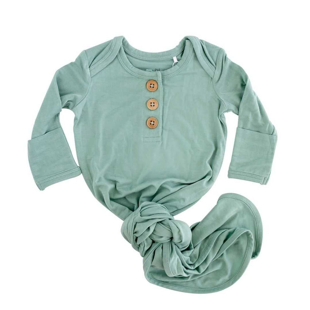 Bamboo Jersey Knotted Baby Gown_Balmy Sage_Marli&Me