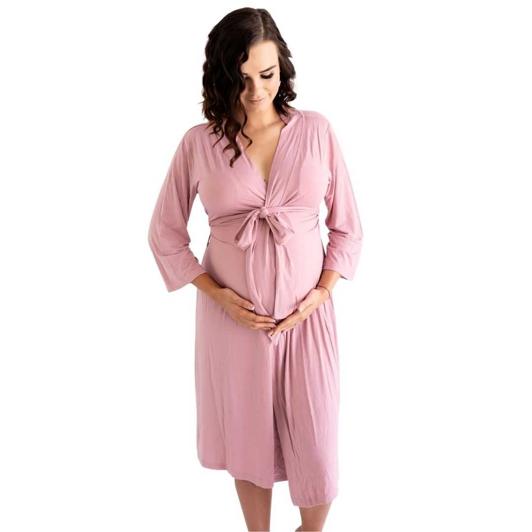 Vintage Rose Bamboo Jersey Robe, For Maternity & Beyond
