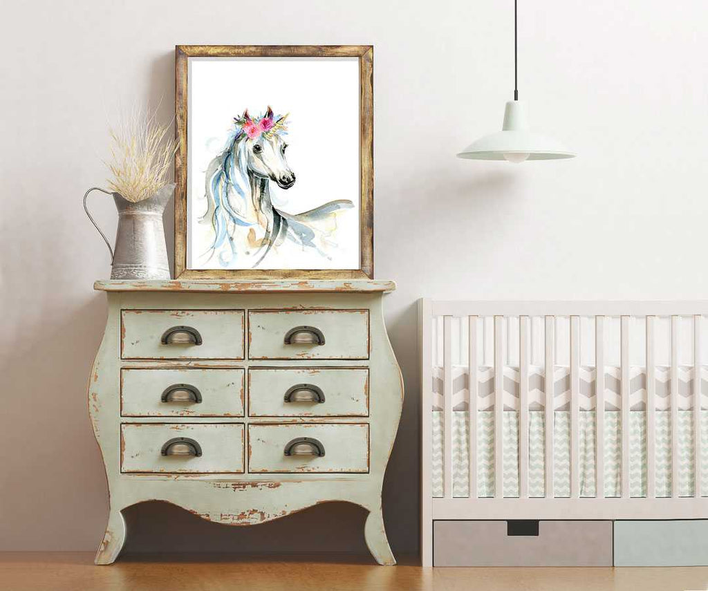 Unicorn Girl's Bedroom Art Print_white_ink&ivy_3
